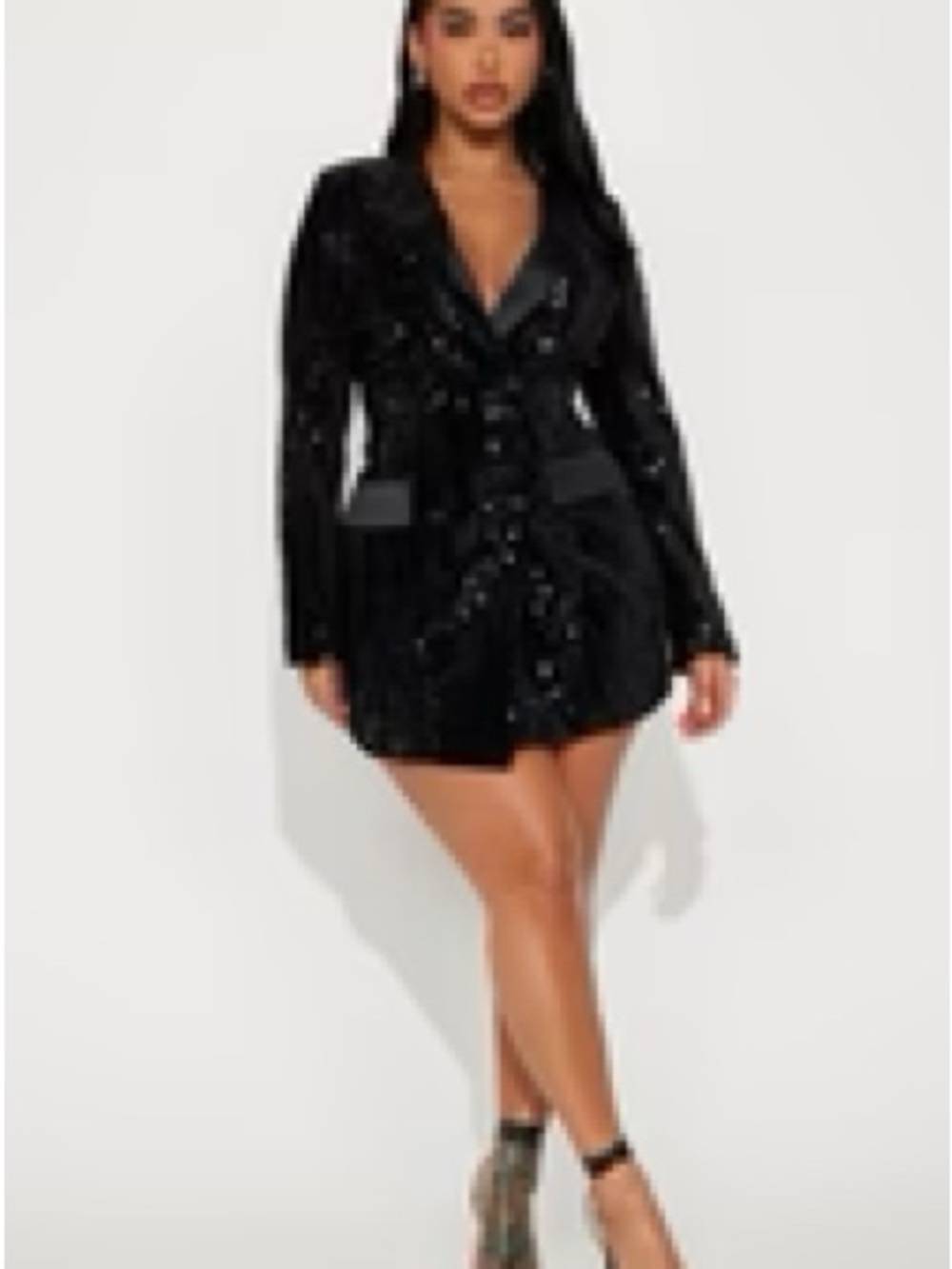 Black Sequin Blazer Dress